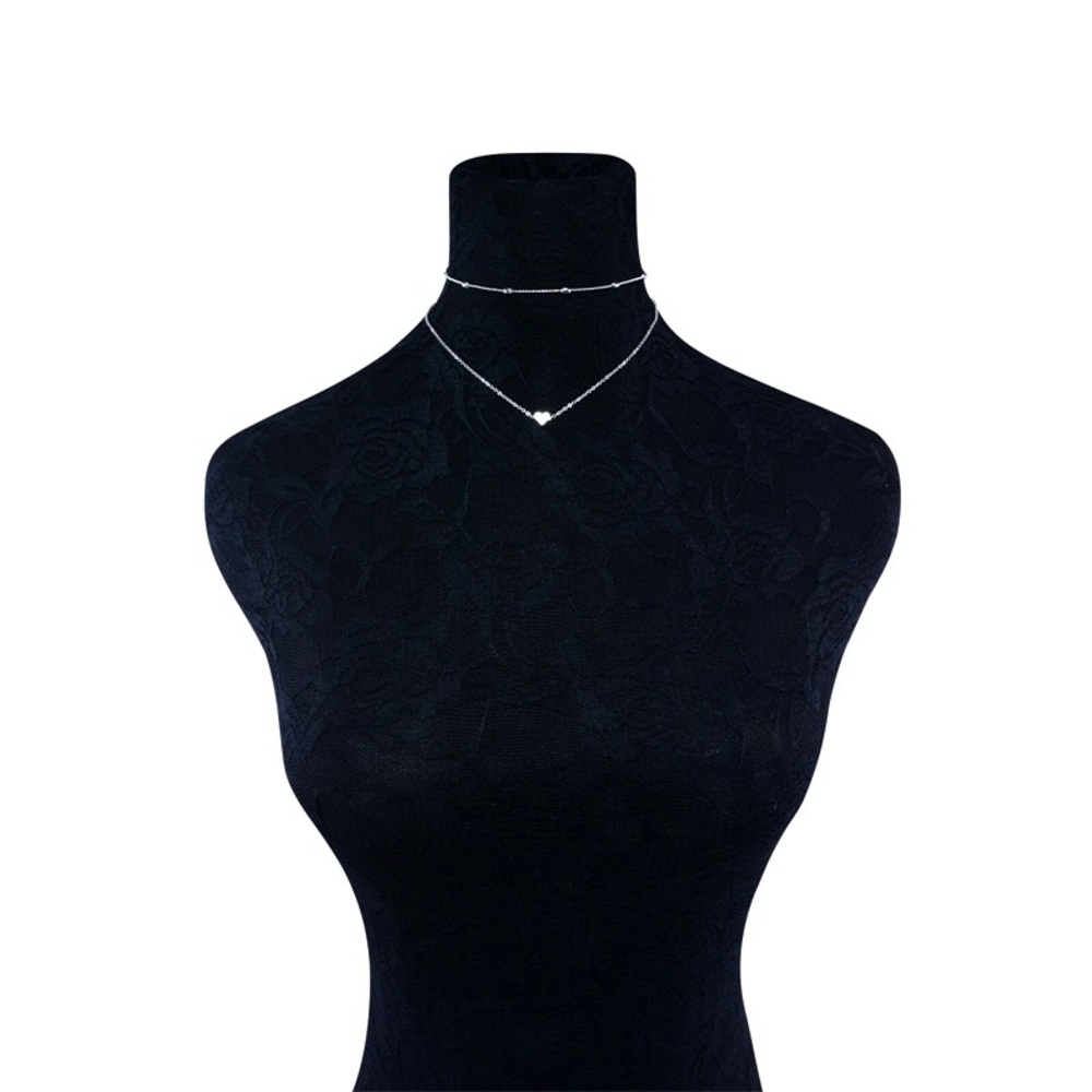 Heart Pendant Necklace w. Multilayer Chains - Picture 3 of 3